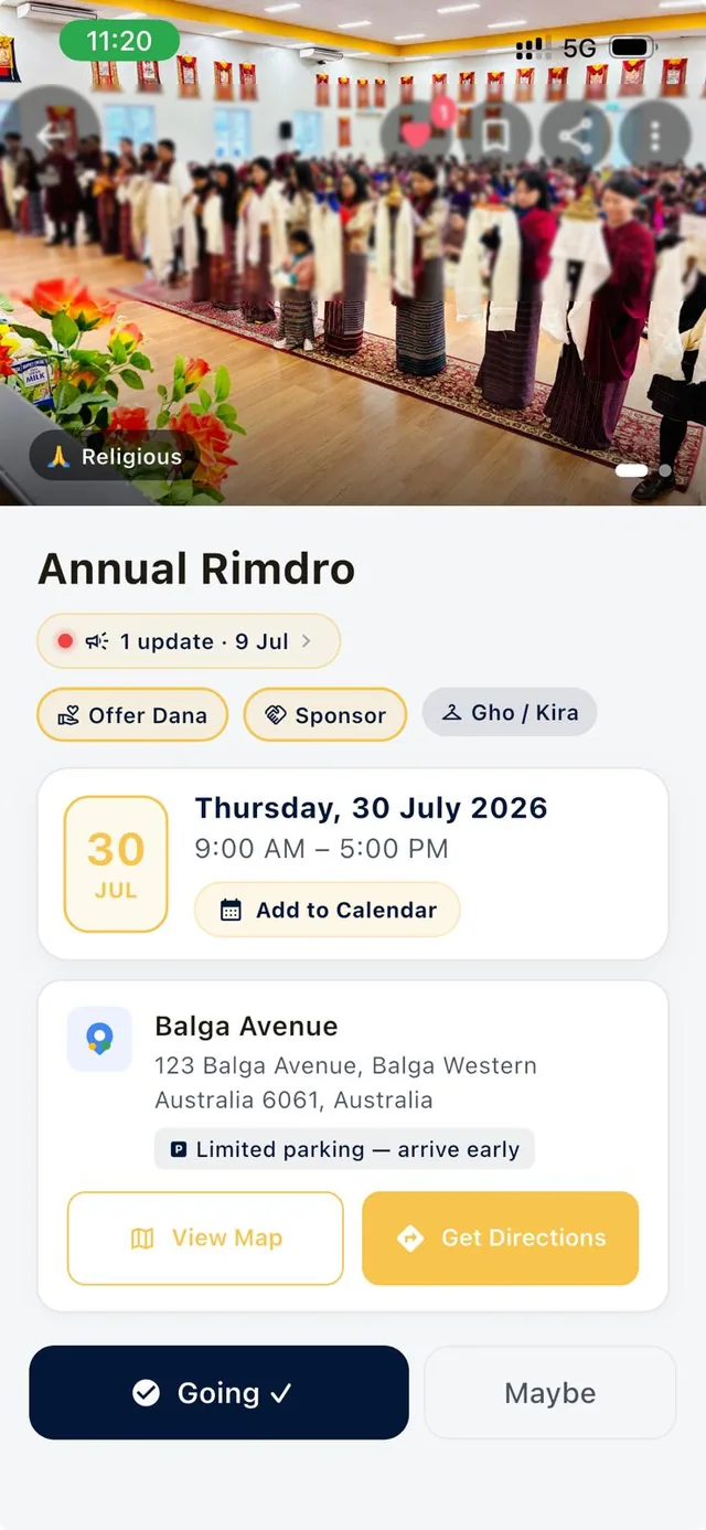 Event detail — Annual Rimdro, with RSVP, Dana and directions